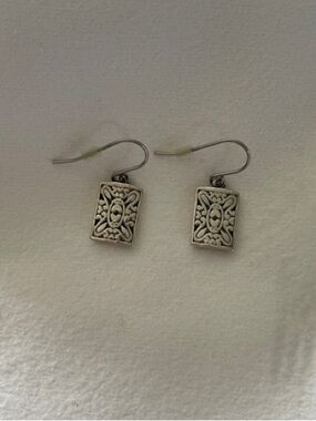Retired Premier Designs silver plate Rectangular Drop Earrings